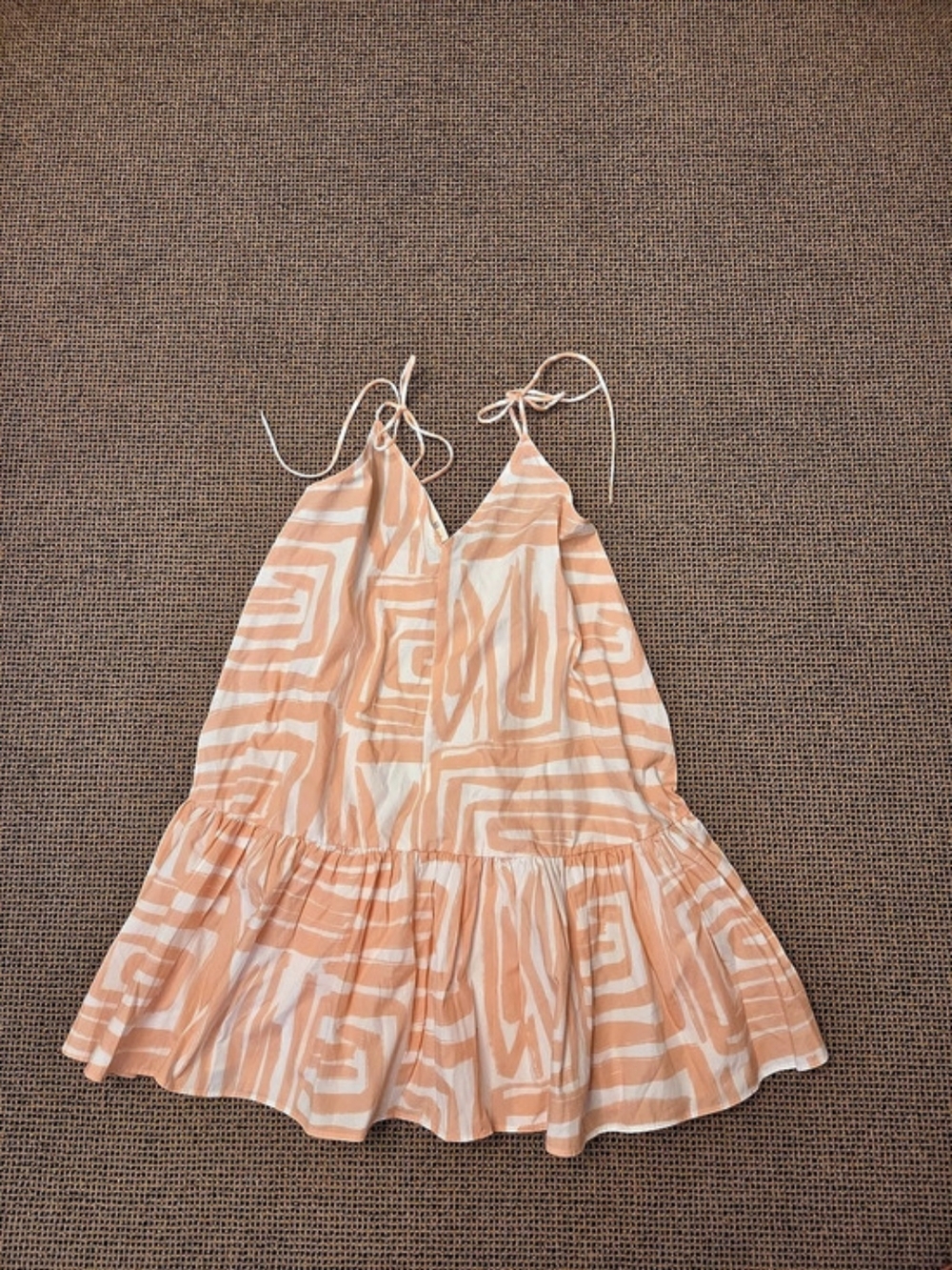 Abercrombie & Fitch Tie-Strap Tiered Mini Dress Orange & White